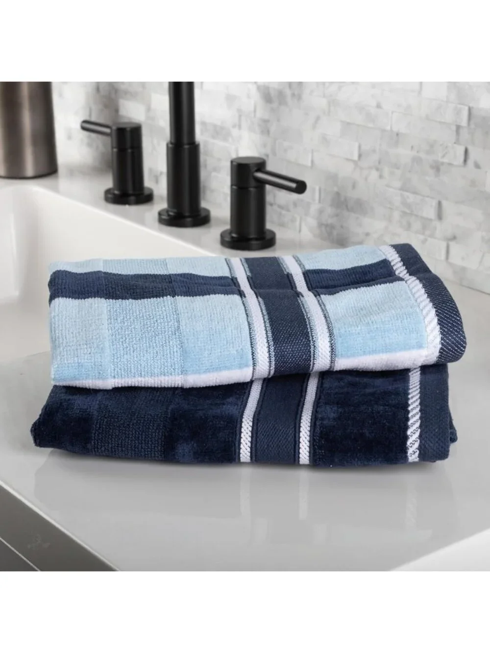 Navy Bathroom Towel Set of 6 - Soft, Absorbent Bath Accessories for Home Decor